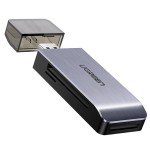 Adaptateur USB UGREEN 4 en 1 lecteur de cartes SD + microSD (argent)