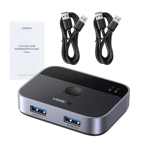 UGREEN CM757 USB-A 3.0 (2x2) switch, 5 Gbps + 2x câble USB-A 1,5m