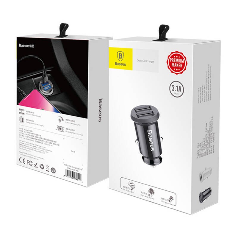 Chargeur de voiture Grain (double USB 5 V 3,1 A) Noir