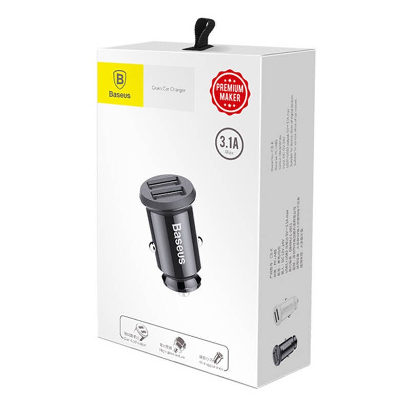 Chargeur de voiture Grain (double USB 5 V 3,1 A) Noir