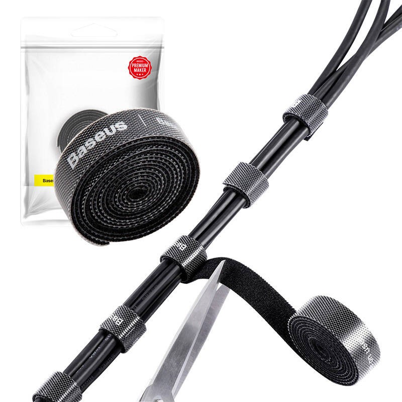 Baseus - Sangle Velcro circulaire colorée 1 m Noir