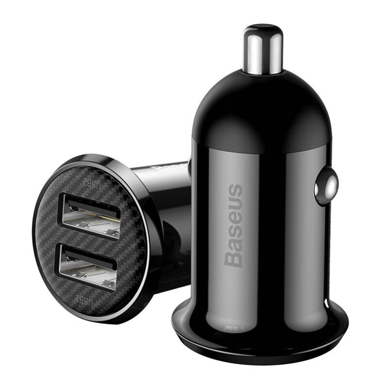 Baseus - Chargeur de voiture Grain Pro (double USB 4,8 A) Noir