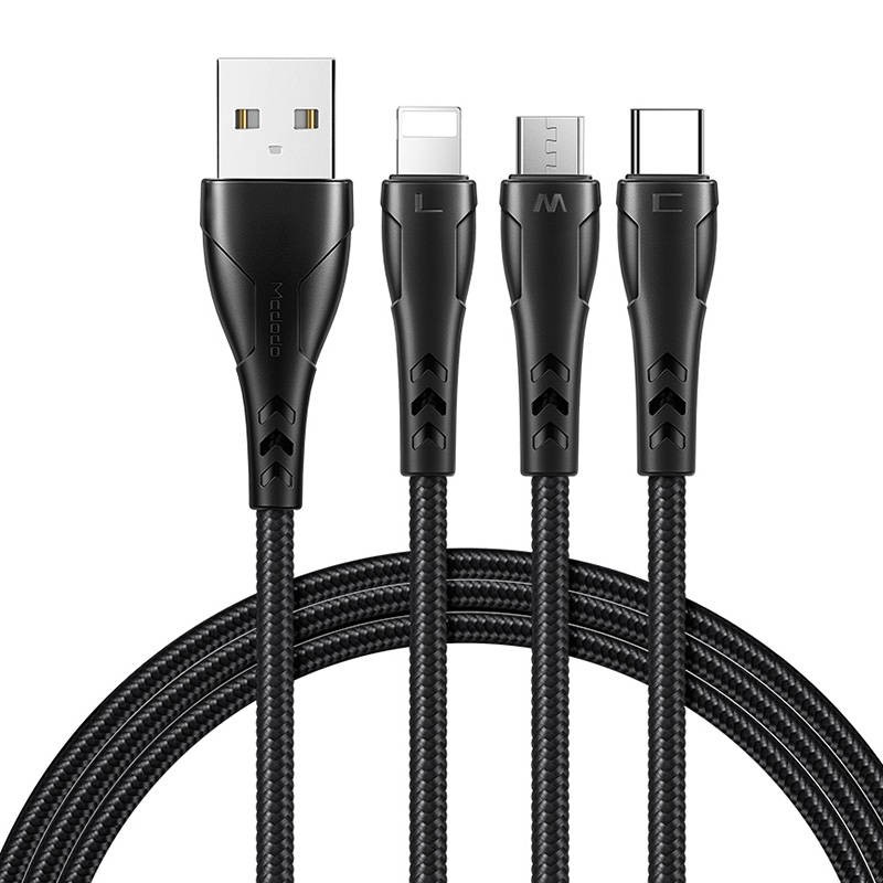 Mcdodo - 3in1 USB to USB-C / Lightning / Micro USB Cable, CA-6960, 1.2m (Black)