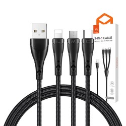 Mcdodo - 3in1 USB to USB-C / Lightning / Micro USB Cable, CA-6960, 1.2m (Black)