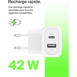 BELKIN Chargeur 42W (USB-A + USB-C)