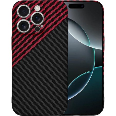 Techsuit - Carbonite FiberShell - iPhone 16 Pro - Red Vortex