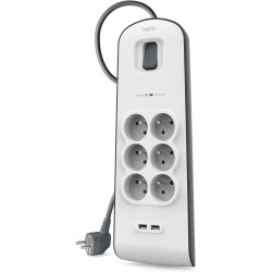 Belkin - Multiprise/Parafoudre 6 prises + 2 USB (2m)