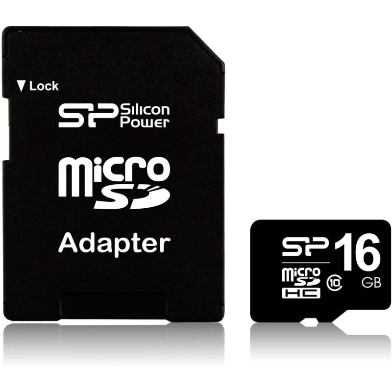 Silicon Power SP016GBSTH010V10SP. Capacité 16 Go. Type de Carte Flash MicroSDHC.