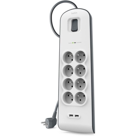 Belkin - Multiprise/Parafoudre 8 prises + 2 ports USB - cordon