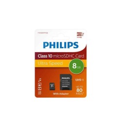 Philips MicroSDHC 8Go CL10 80mb/s UHS-I +Adaptateur