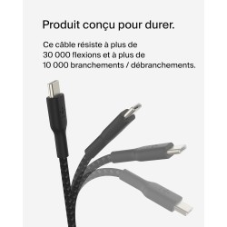 BELKIN Cable Tressé USB-C vers USB-C 2m (Noir)
