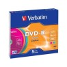 Pack de 5 DVD-R 4.7GB Verbatim 16x Couleur Slim Case 43557