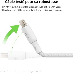 Belkin - Câble USB-C vers USB-C 100W Tréssé 2m