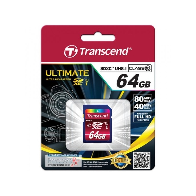 Transcend SD Card 64GB SDXC UHS-I 600x TS64GSDXC10U1