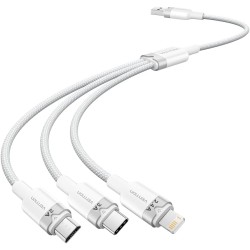 Câble USB 2.0 A mâle vers USB-C 3-en-1, Lightning et Micro-B mâle 3A, 1,5 m, bla