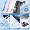 Câble USB 2.0 A mâle vers USB-C 3-en-1, Lightning et Micro-B mâle 3A, 1,5 m, bla
