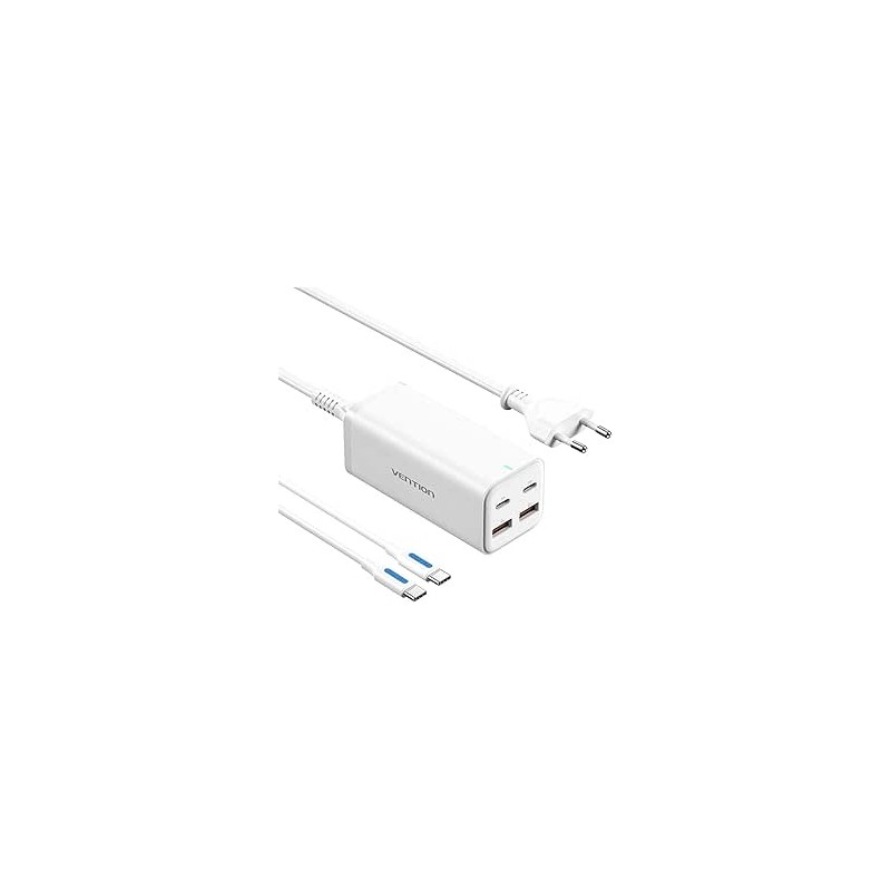 Chargeur GaN 4 ports USB (C + C + A + A) (100 W/100 W/18 W/18 W), prise UE, blan Chargeur GaN 4 ports USB (C + C + A + A) (100 W/100 W/18 W/18 W), prise UE, blan