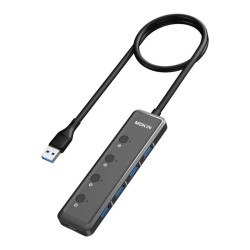 MOKIN - HUB 5 en 1 USB-A 3.0 vers 4 USB-A + C DC, noir